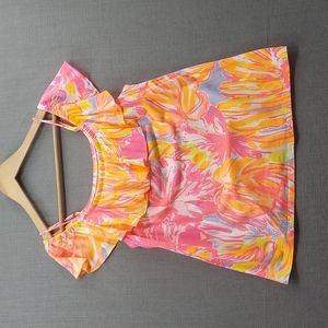 Lilly Pulitzer Tamiami Sun Splashed Reduced Top Pink Orange Sleeveless Size S